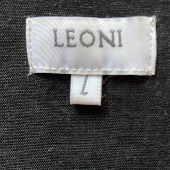 🌱 LEONI women’s midi dress black Size L / 14 Linen Blend NEW V neck - Picture 5 of 10